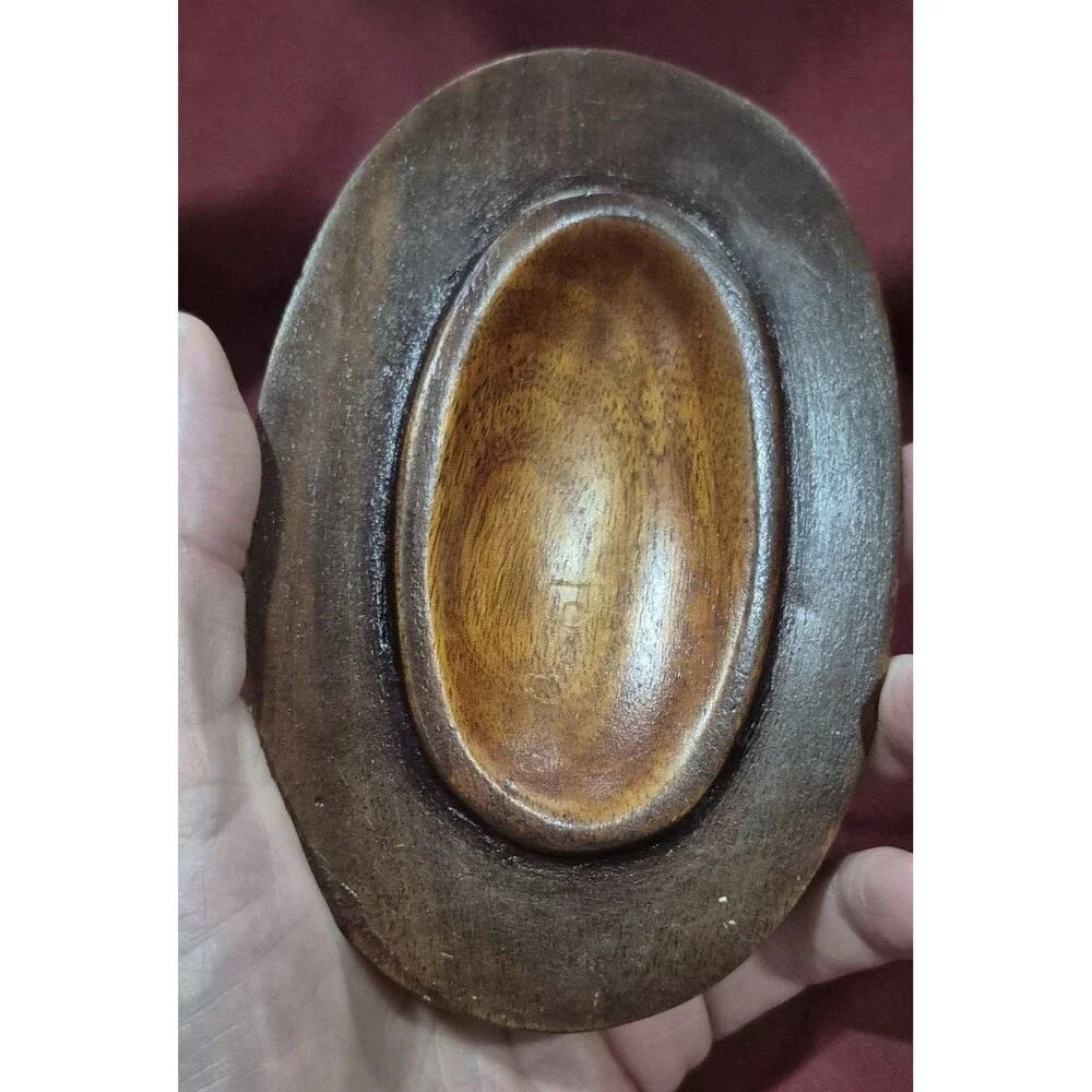 Vintage Hand Carved Wood Turtle Trinket Box 7